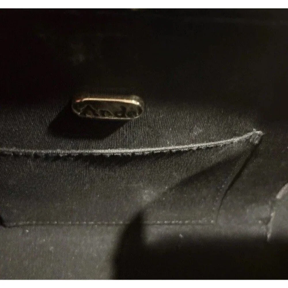 Vintage Andé Black CrocEmbossed Crossbody Bag Gold Bar Accent 80s Minimalist EUC